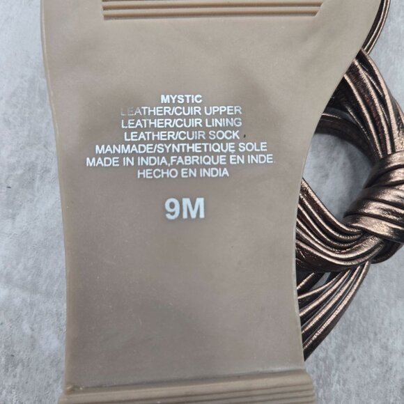 Anthropologie Matisse Slides Metallic Bronze Strappy Boho Chic Flat Greek Sandal - Picture 8 of 10